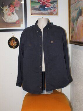Wrangler RIGGS Workwear Navy Long Sleeve Button-Up Work Shirt Size L